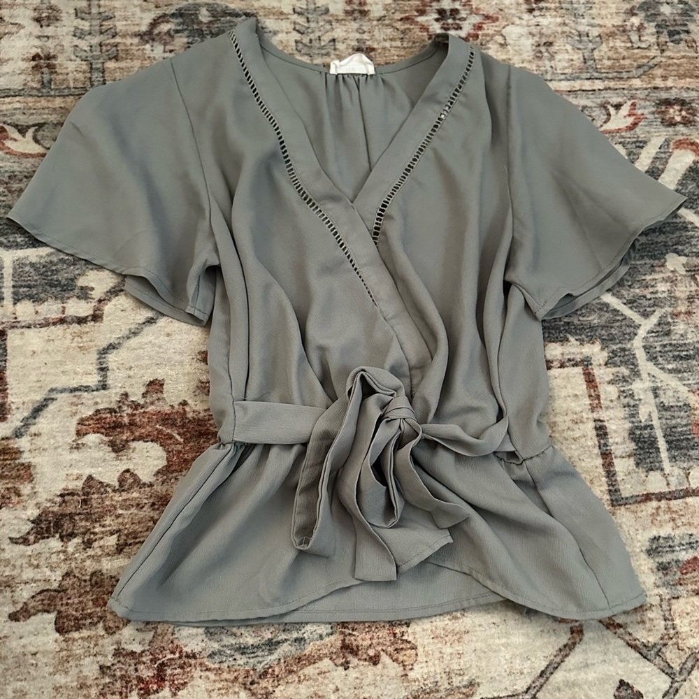 Sienna Sky Charcoal Wrap Blouse